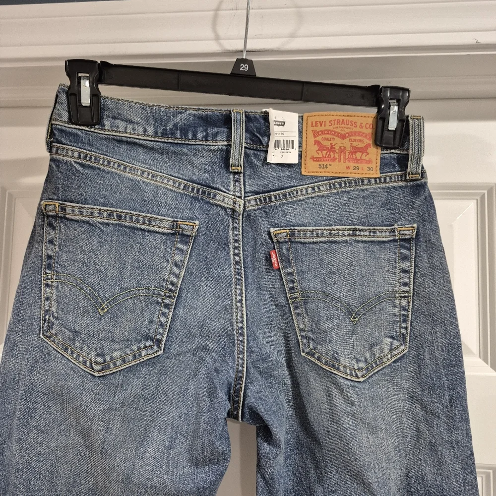 Levi's 514 Jeans Mens 29x30 Slim Straight Flex Distressed‎ Performance Denim New